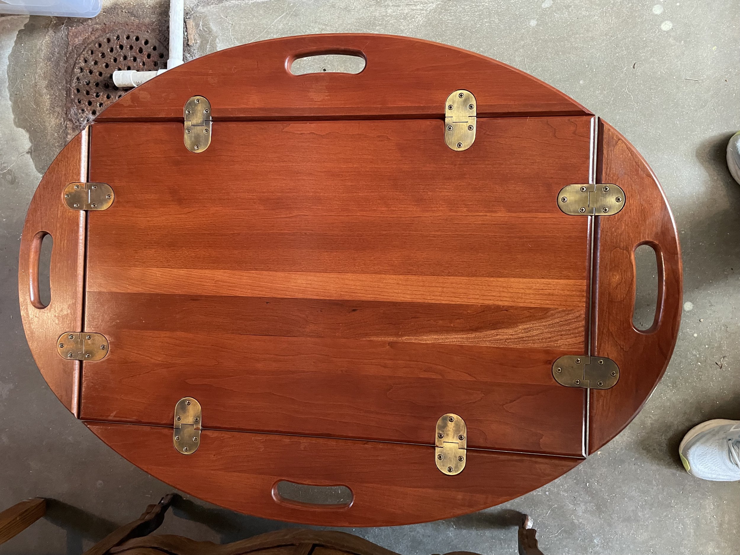 Handmade Vintage Cherry Butlers Tray Table w/ Removable Tray - $250