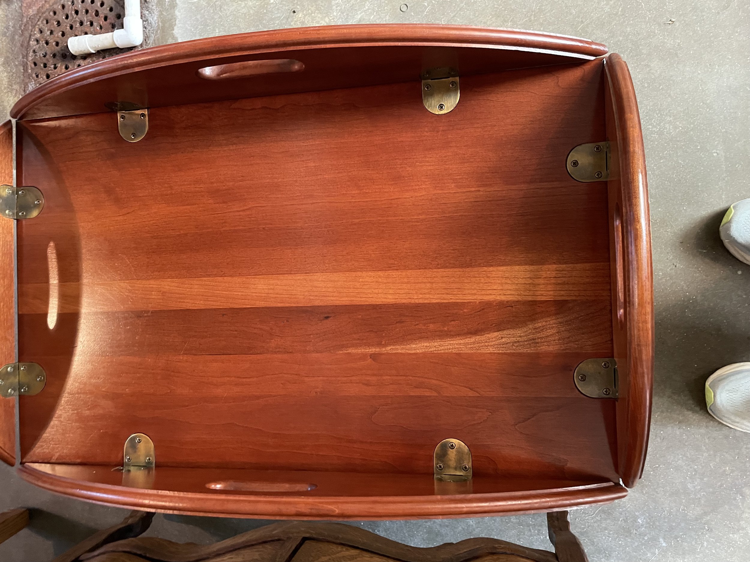 Handmade Vintage Cherry Butlers Tray Table w/ Removable Tray - $250