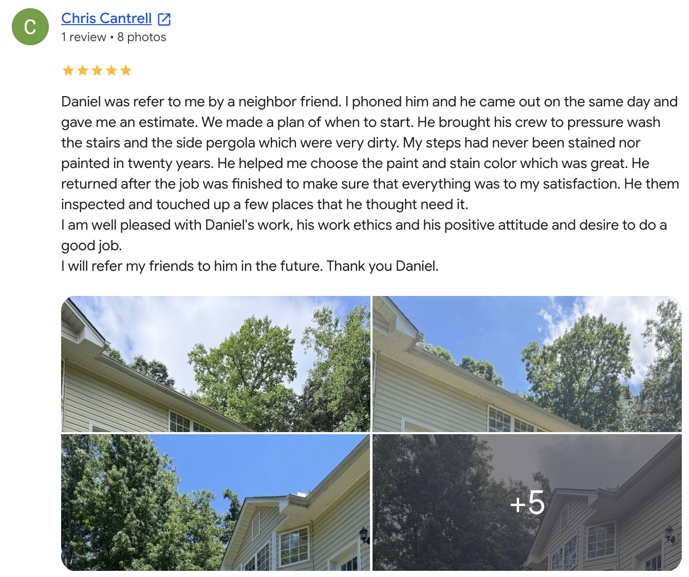 Exterior house painting project completed for a homeowner in Greenville, SC by Masterworks Painting Pros.