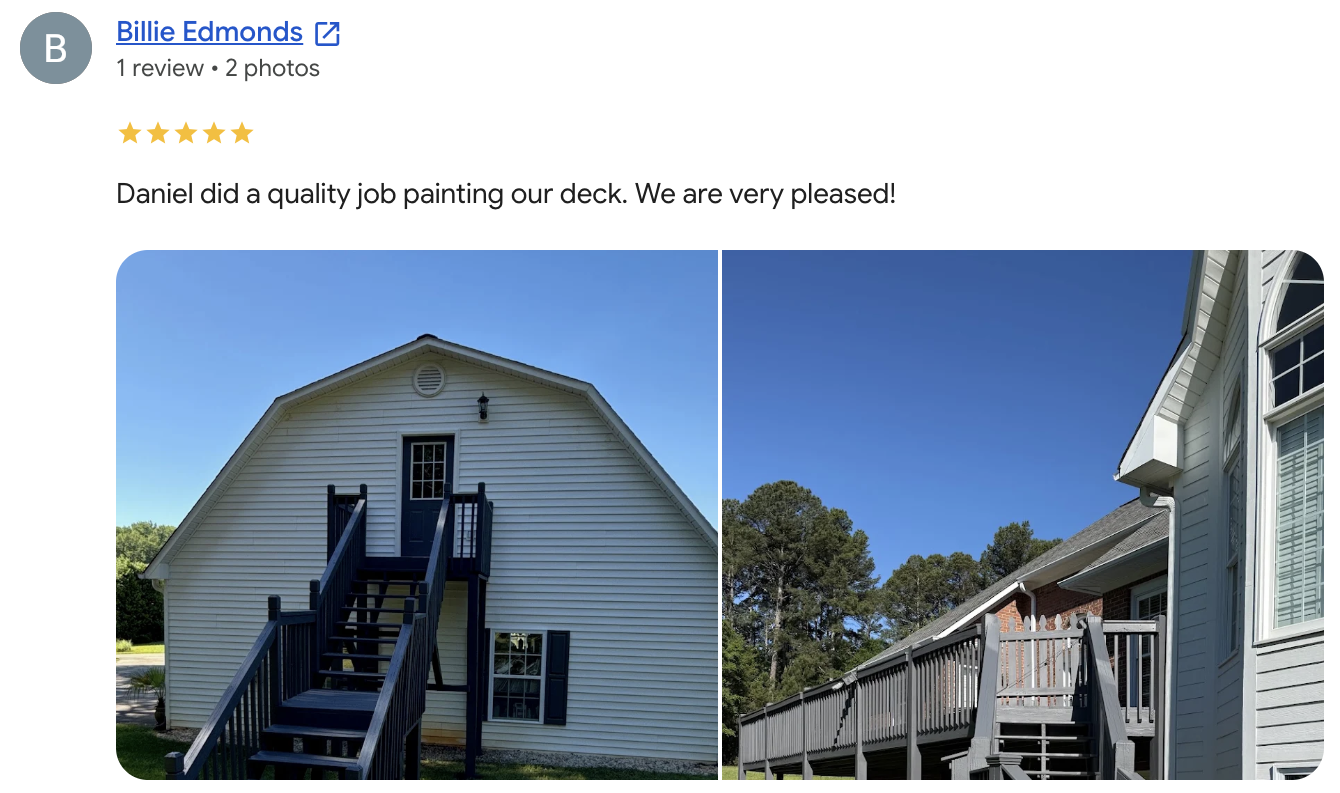 Pressure washing and deck stain application, client project in The Cliffs, SC.