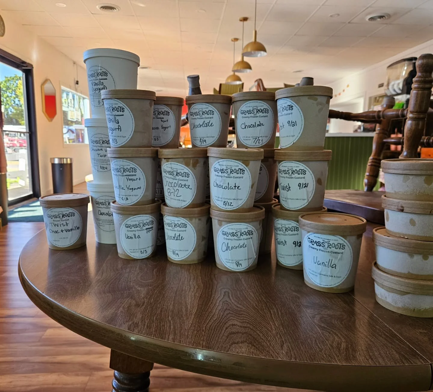 As we clean out our soft serve machines tonight and restock, I have decided we're going to have a little flash sale on the oldies but goodies 🙂. These cups, pints, and quarts are either more than a month old or are incorrectly labeled. Most of these