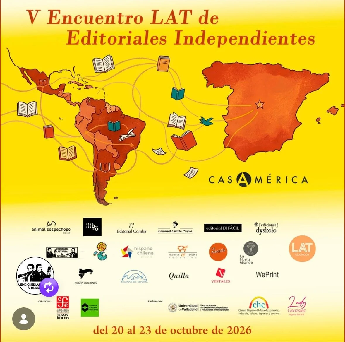 Del 20 al 22 de octubre del 2026 V Encuentro LAT de editoriales independientes 