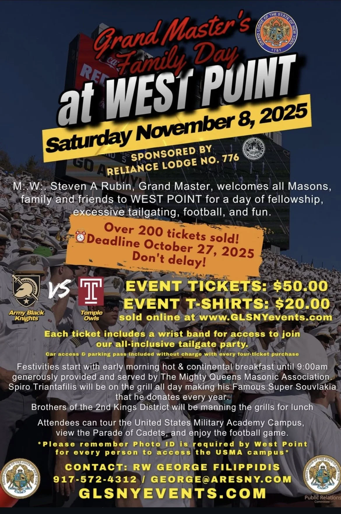 Grand Master’s West Point Tailgate: Army vs. Temple