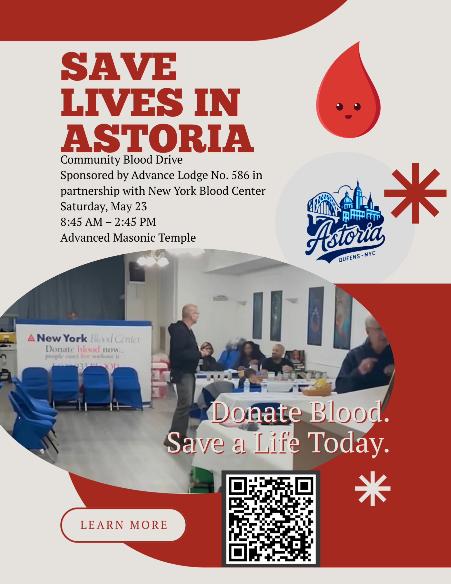 Donate Blood in Astoria at Advance Masonic Temple