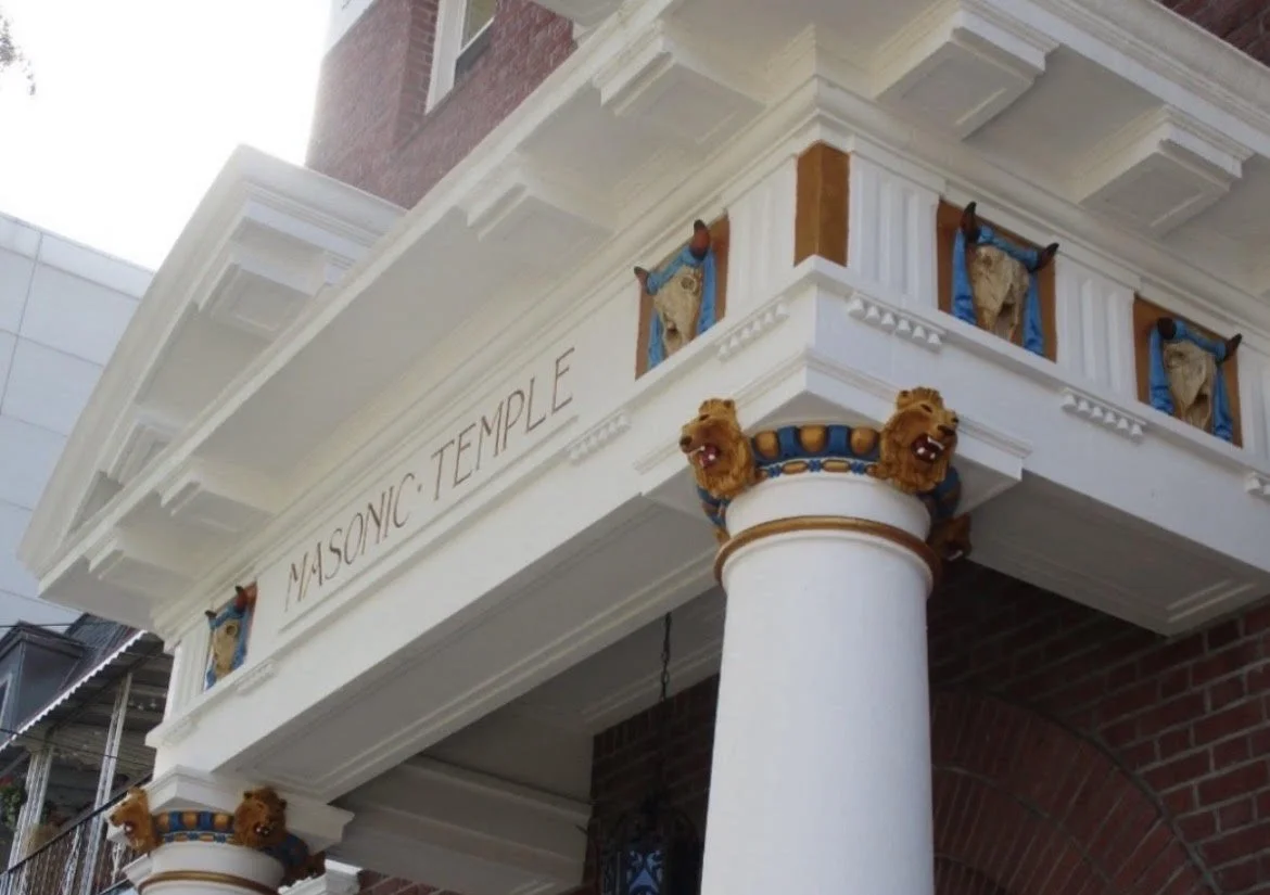 A Façade of Guardians: The Entrance to the Advance Masonic Temple
