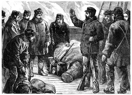 DR. Kane and crew aboard the USS Advance