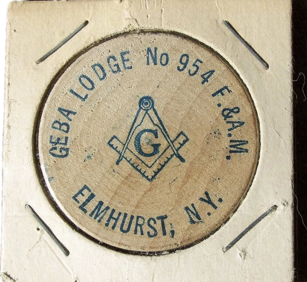 An image of a Geba Lodge n0.954 commemorative wooden nickel