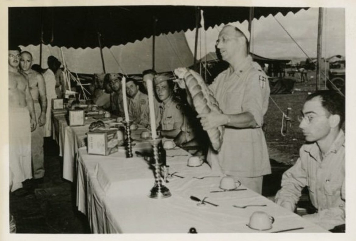 World War II Jewish chaplain leading a religious service for Allied soldiers in the China-Burma-India theater
