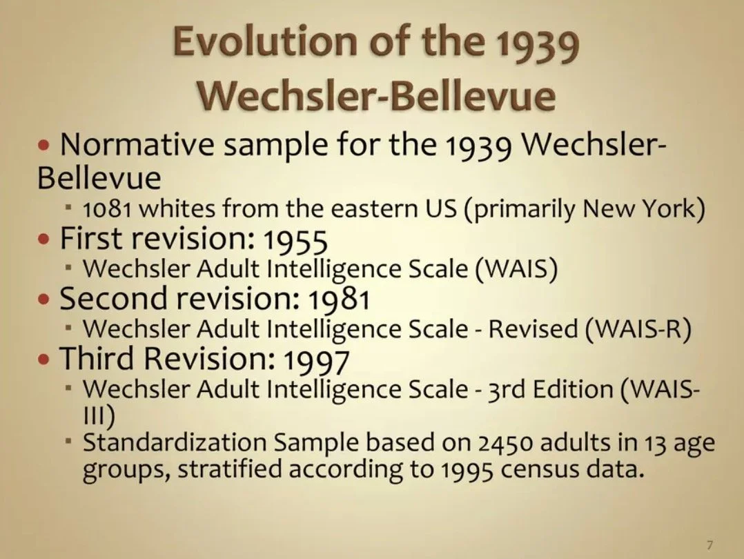 Image of the evelution of the Wechsler-Bellevue Scale