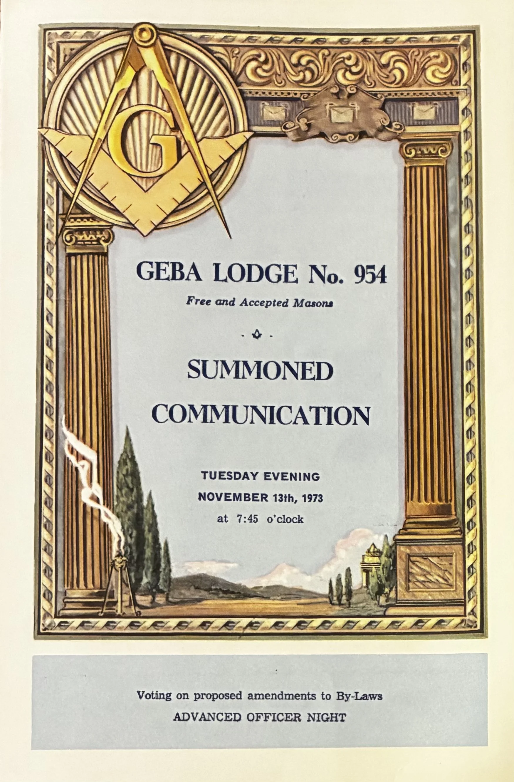 An Image of a Communication from Geba Lodge no.954, Elmhurst, Queens, New York City.