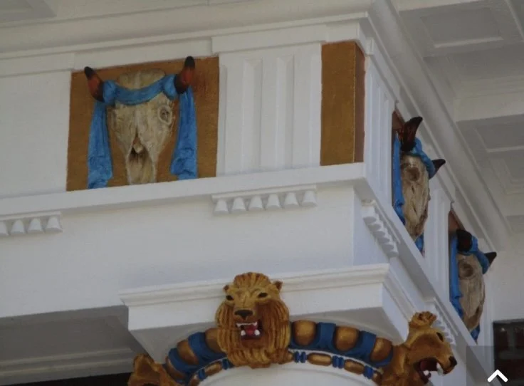 The Advance Masonic Temple with Baux-Arts bucranium above the entrance