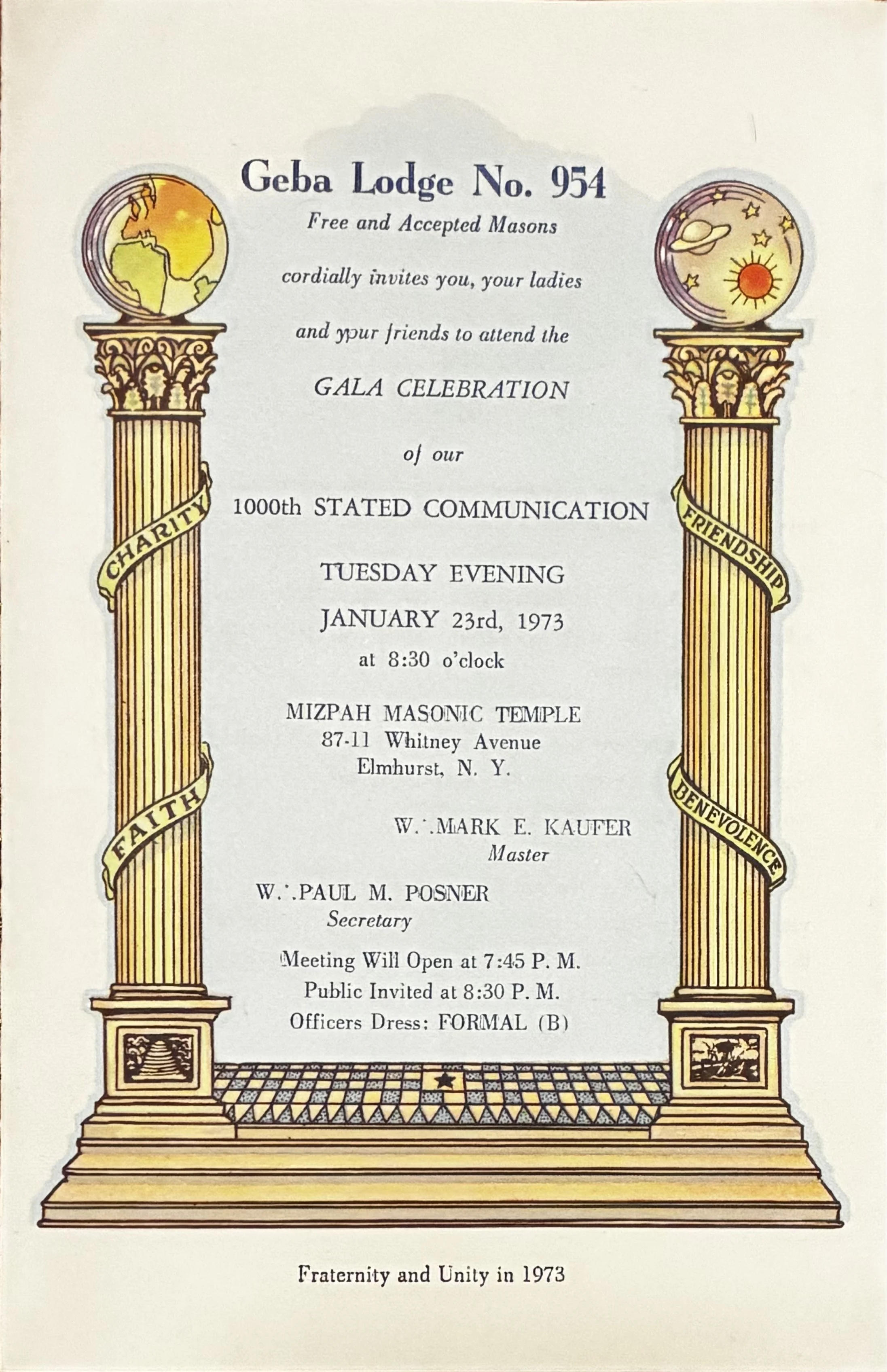 A Communication from Geba Lodge no, 954, Elmhurst, Queens, NYC