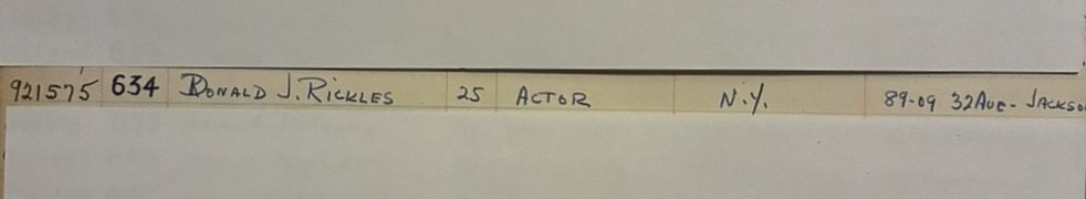 Archival lodge record showing Don Rickles listed as the 634th brother raised on June 9, 1953, including age, occupation, and address.