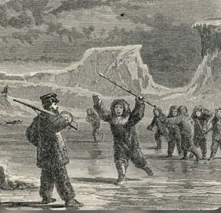 The crew of the USS Advance trading with Inuits
