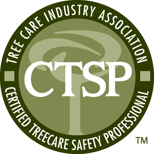 Green circular logo for the Tree Care Industry Association featuring a tree symbol and the text 'Certified Treecare Safety Professional' around the edge.