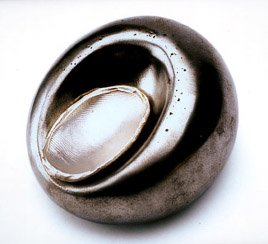"Identity" paper weight, sterling silver and cast steel