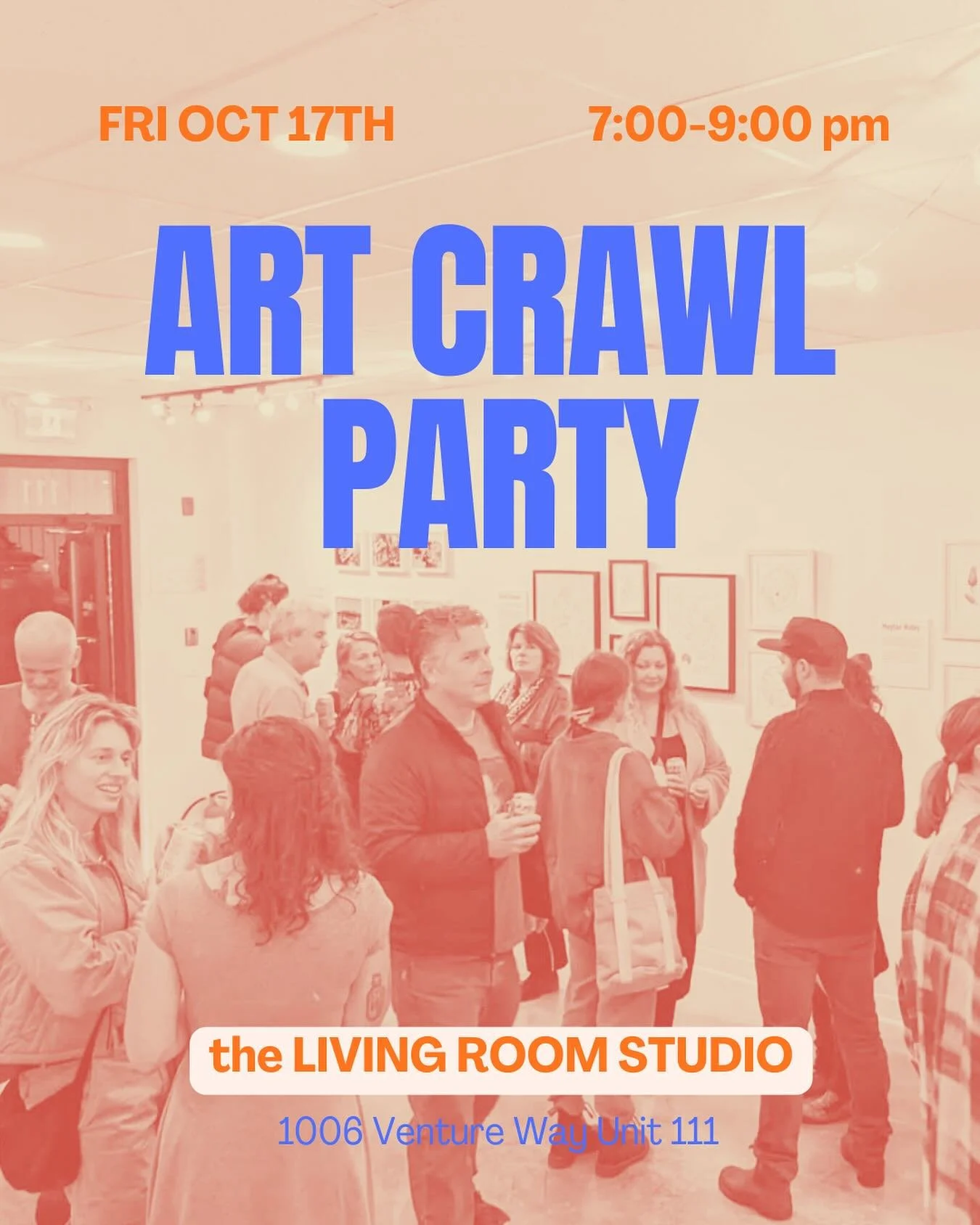 Tonight!
Join us for our Art Crawl party!! Tonight, October 17th 7-9pm
✨
Featuring new artwork by @meghanwalley @tiavathstudio @sarahkclement 
We would love to see you there!
✨
When: Friday Oct 17th 7-9pm
Where: the Living Room Studio 
@livingroomstu