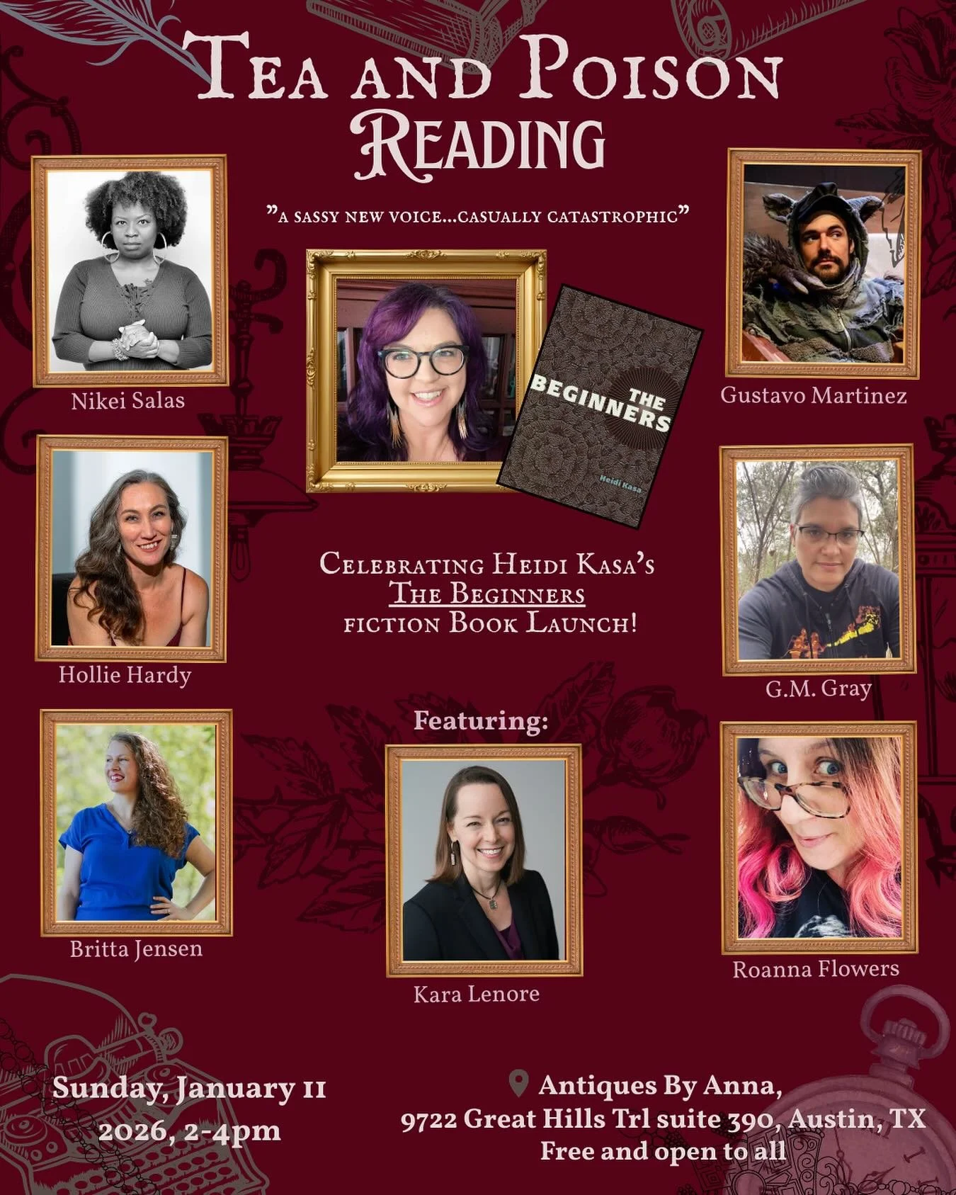 Super excited for @heidi_kasa_writer and the launch of her fiction chapbook, THE BEGINNERS. She&rsquo;s hosting a cool event at Antiques by Anna on Sunday, Jan. 11. Literature + tea? Count us in!