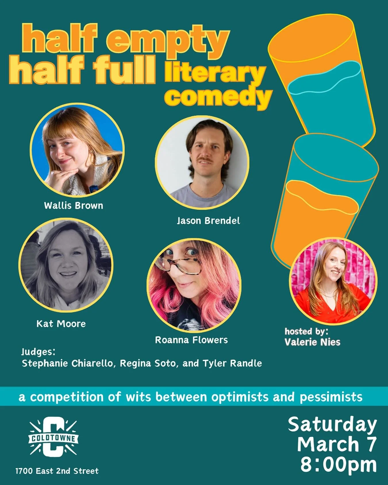 Armadillo Authors Society member @roannawrites is joining the fun and fabulous @_halfemptyhalffull literary comedy event on March 7 @coldtownetheater. Tix available on Coldtowne&rsquo;s website. 

Ps: This is a fun monthly event that happens the firs