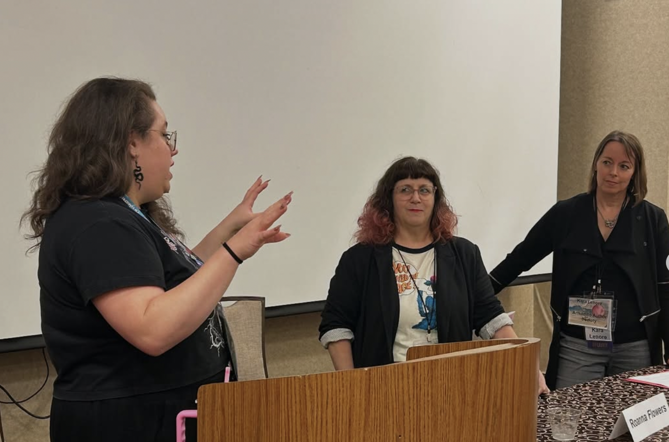 AAS members left to right: E.A. Williams, Roanna Flowers and Kara Lenore. From their panel at armadillocon.