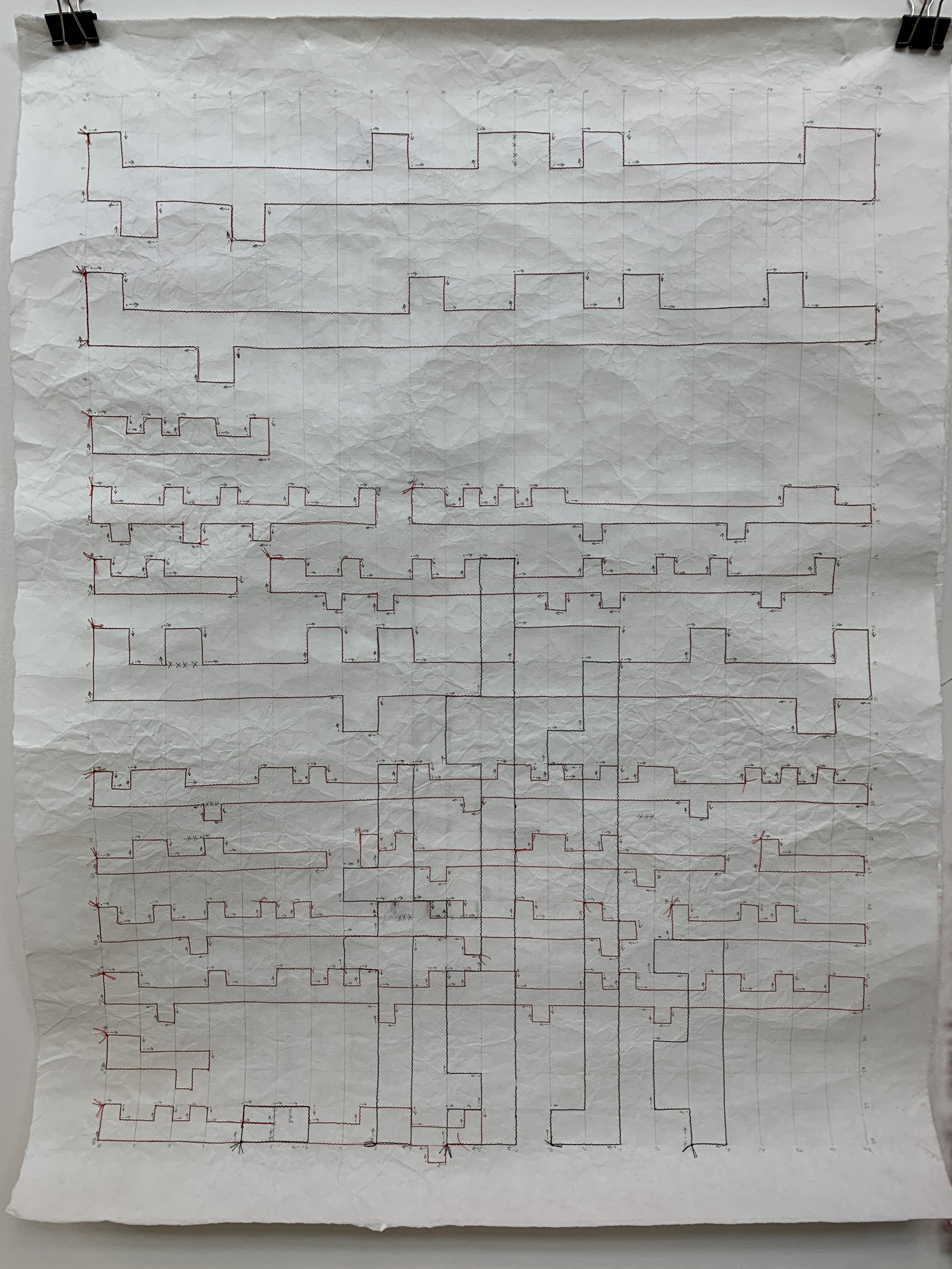 Word map: ABC-03.
Sewn paper.
35 in x 25.5 in; 2023.