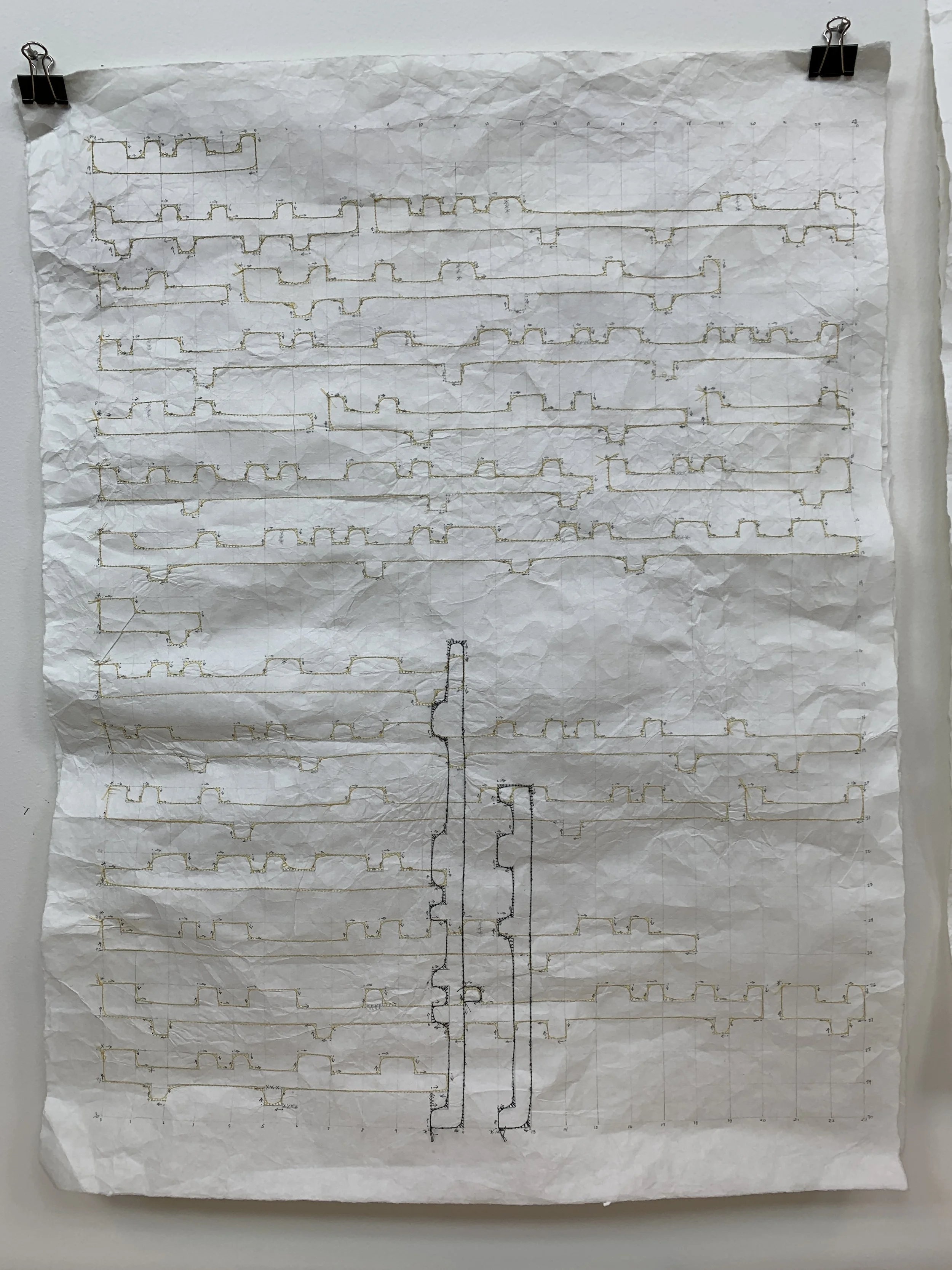 Word map: ABC-01.
Sewn paper.
35 in x 25.5 in; 2023.