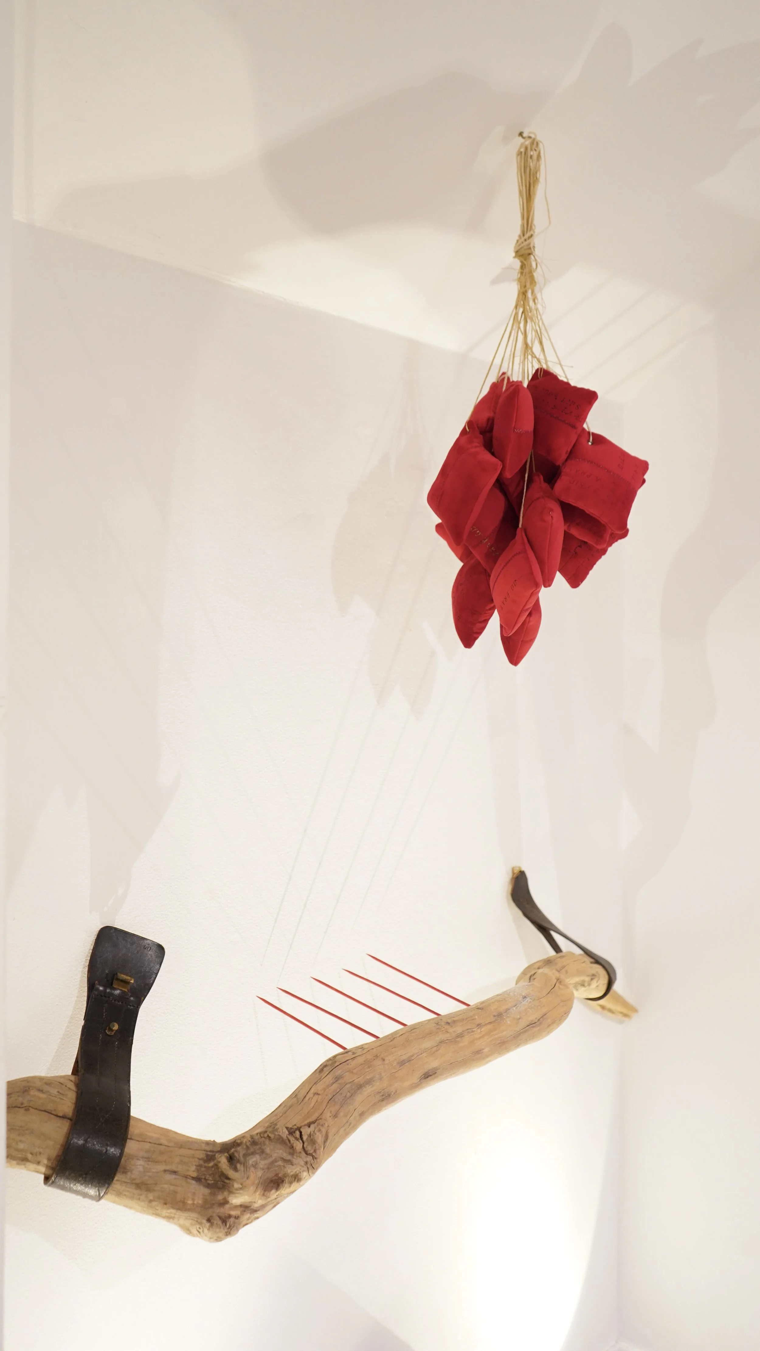 Prie Dieu and The discipline.
Crape myrtle, leather, velvet.
48 in x 48 in x 24 in; 2024.