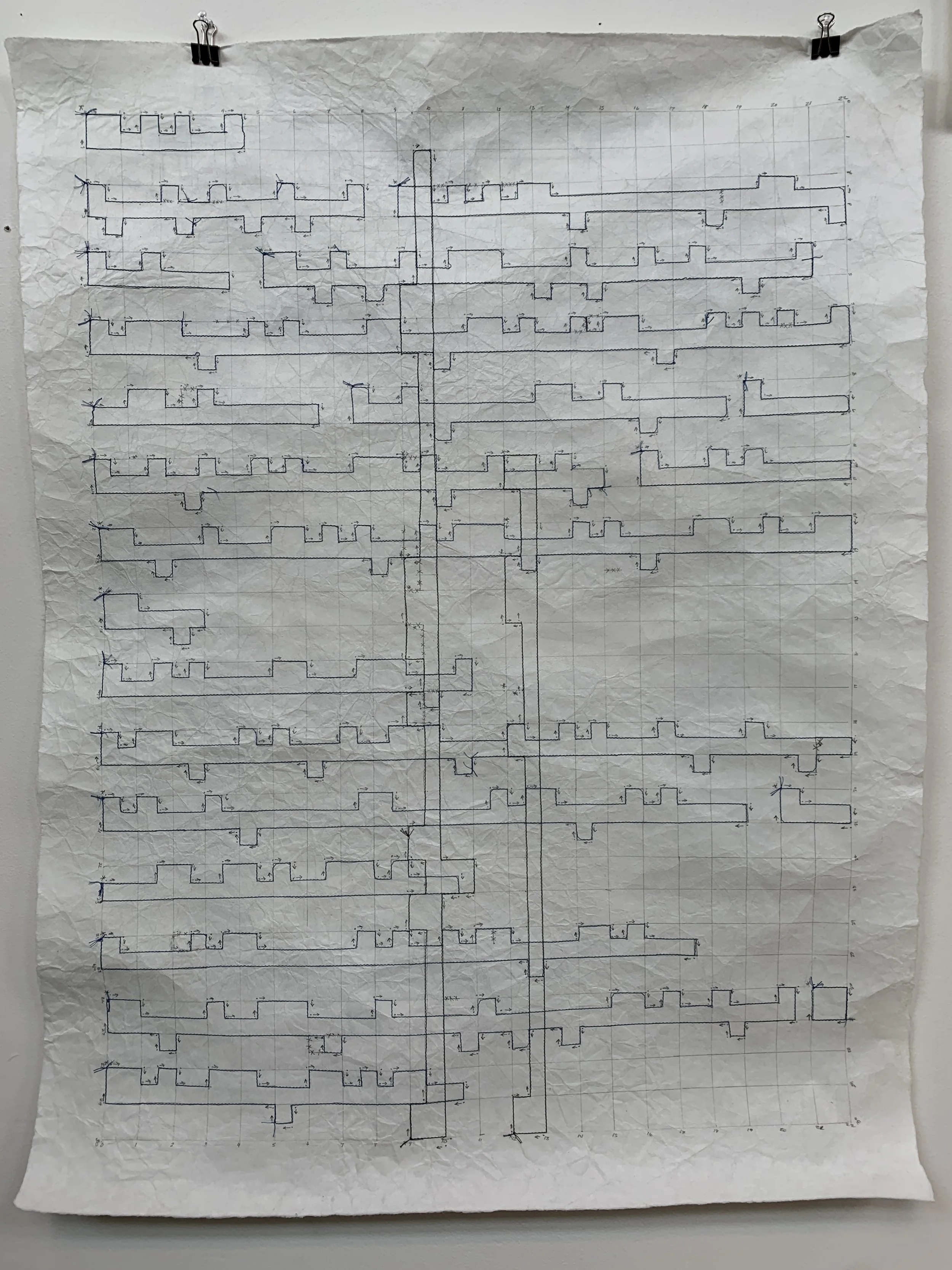 Word map: ABC-02.
Sewn paper.
35 in x 25.5 in; 2023.