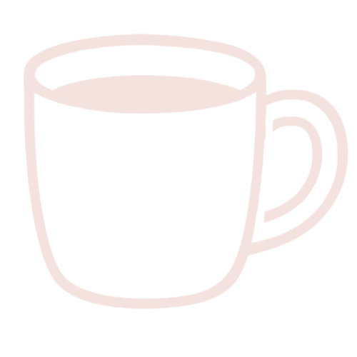 Blush colored mug icon style illustration is part of the logo of Aamu Creative Studio in Bend Oregon.