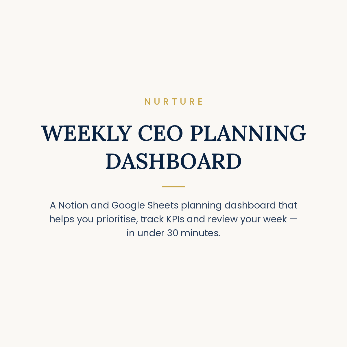 WEEKLY CEO PLANNING DASHBOARD