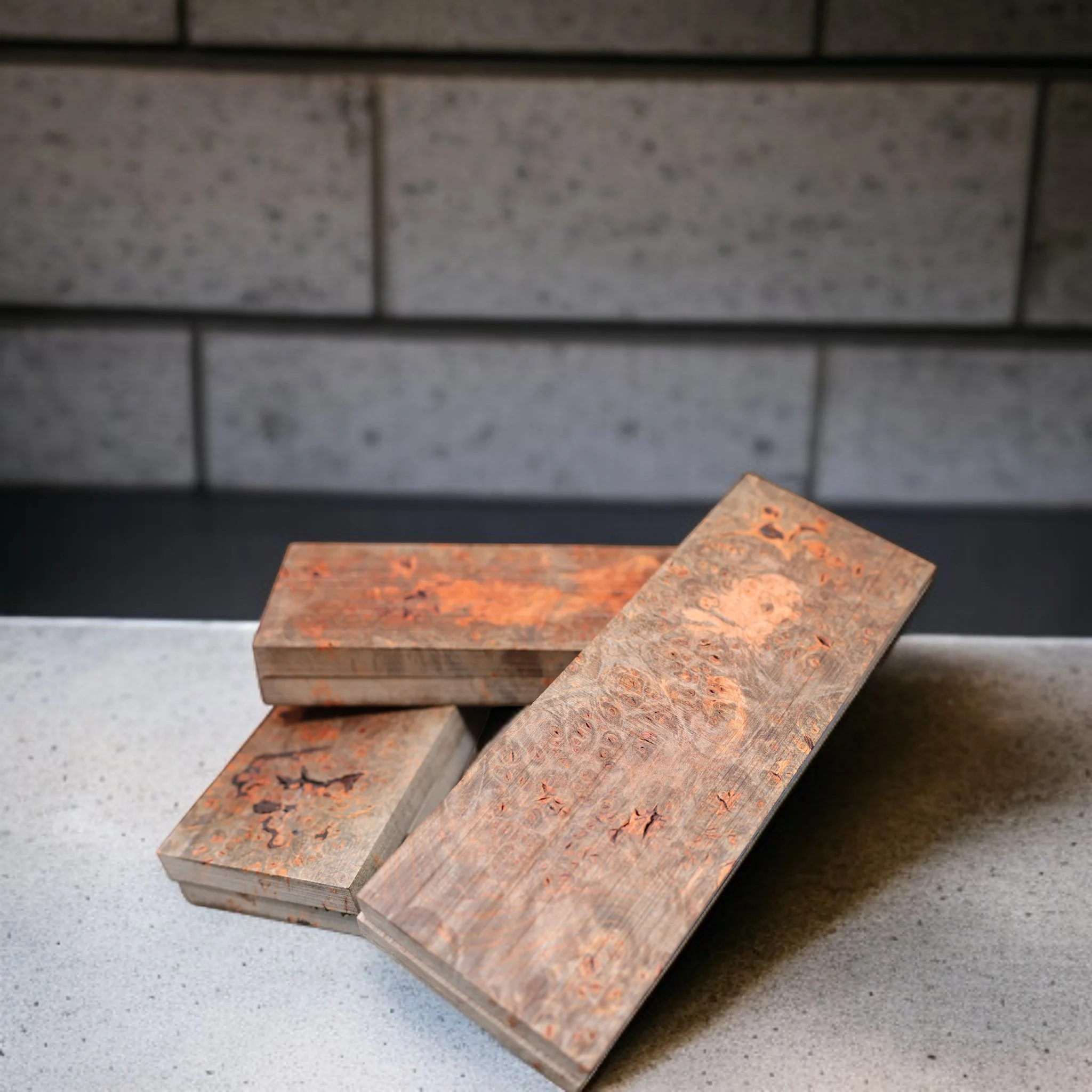 Dyed maple burl! This was a fun color that we made in house. It feels earthy and unique. Just perfect for that custom build! 

Check out the new stock available now!

www.SaltyDogLumber.com

#knifescales #knifemaker #handmade #burlwood #woodblanks