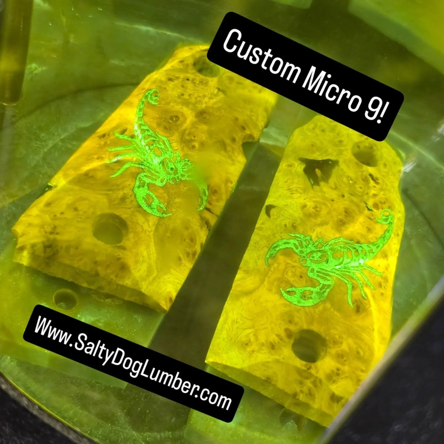 We got an awesome request to work on! These Micro 9 grips have a scorpion engraved and filled with glow in the dark pigment giving a truly unique look!

Message us for your custom request!

#handmade #customgrips #micro9 #scorpion #glowinthedark