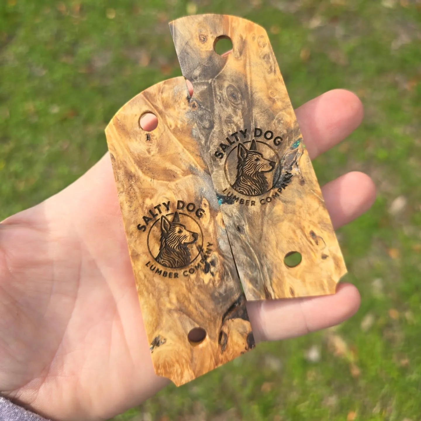 How do you know you have any authentic set of grips from us?? Easy, we put our logo on the back! 

Each is a unique piece of art and we are about to start serializing all of our grips to keep a database of our work! 

What your own custom set? Send u