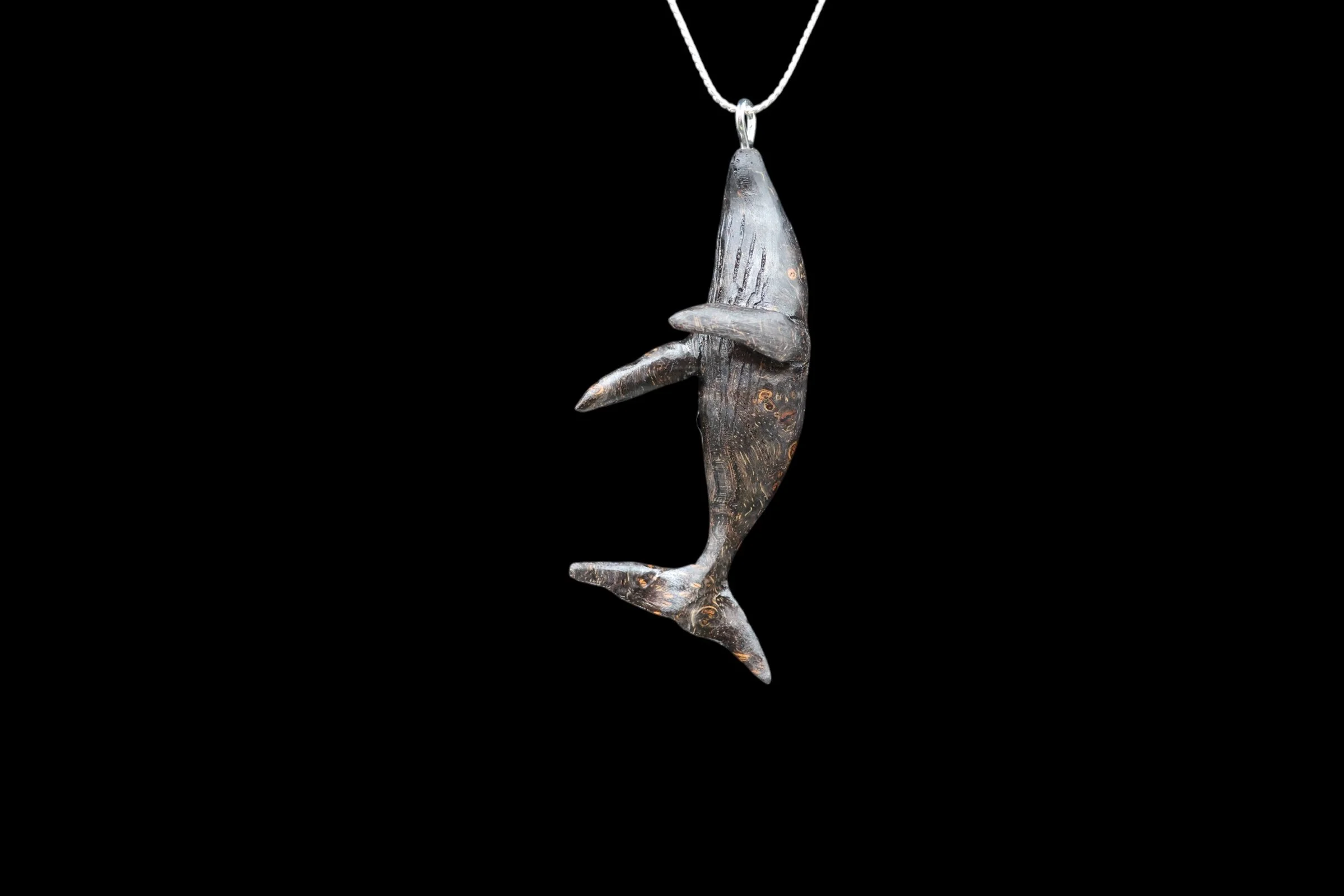 Hand Carved Humpback Whale Wooden Pendant Necklace – Natural Burl & Exotic Woods