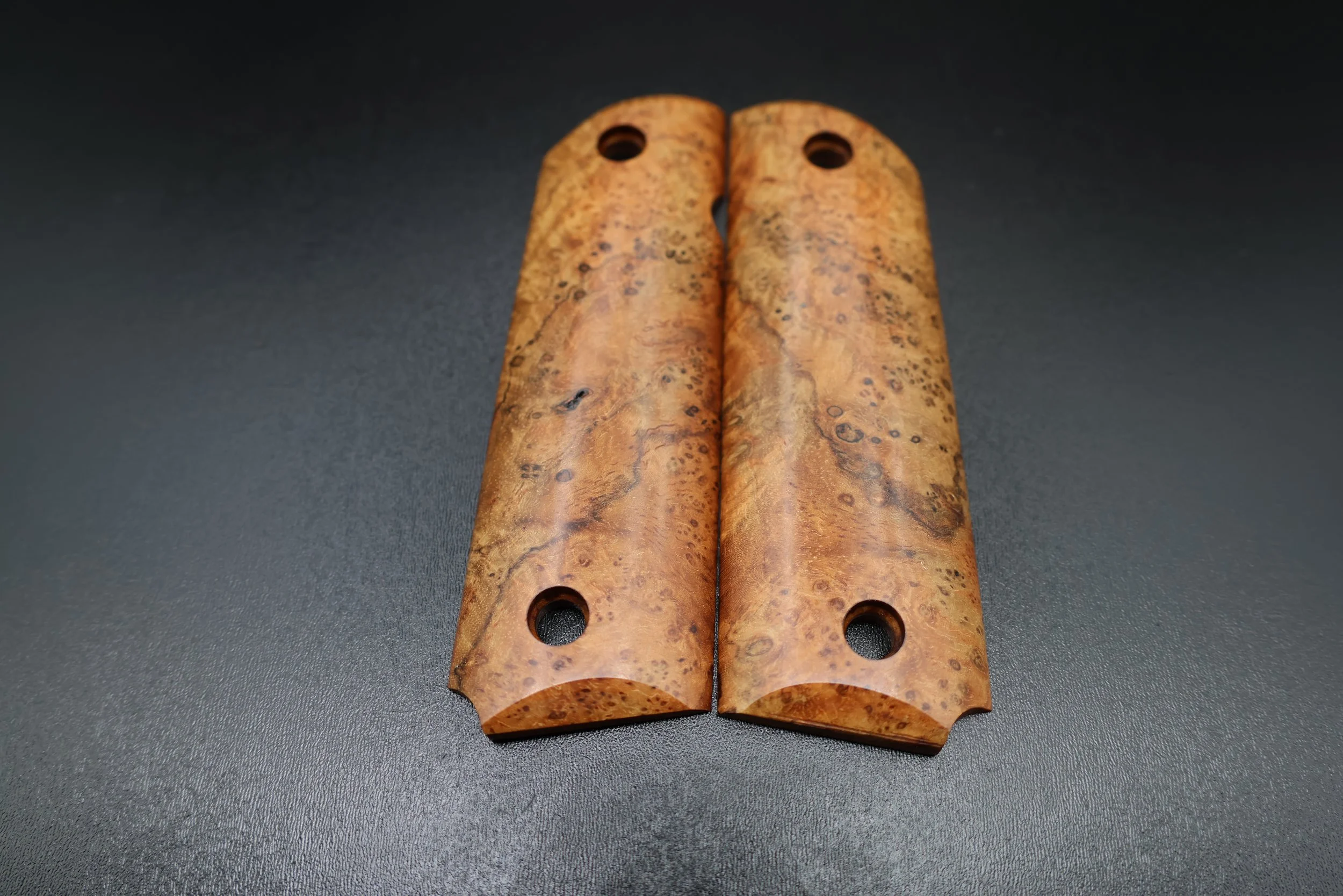 Full Size 1911 Pistol Grips -  Teak Burl — Handcrafted from Stabilized Burl Wood