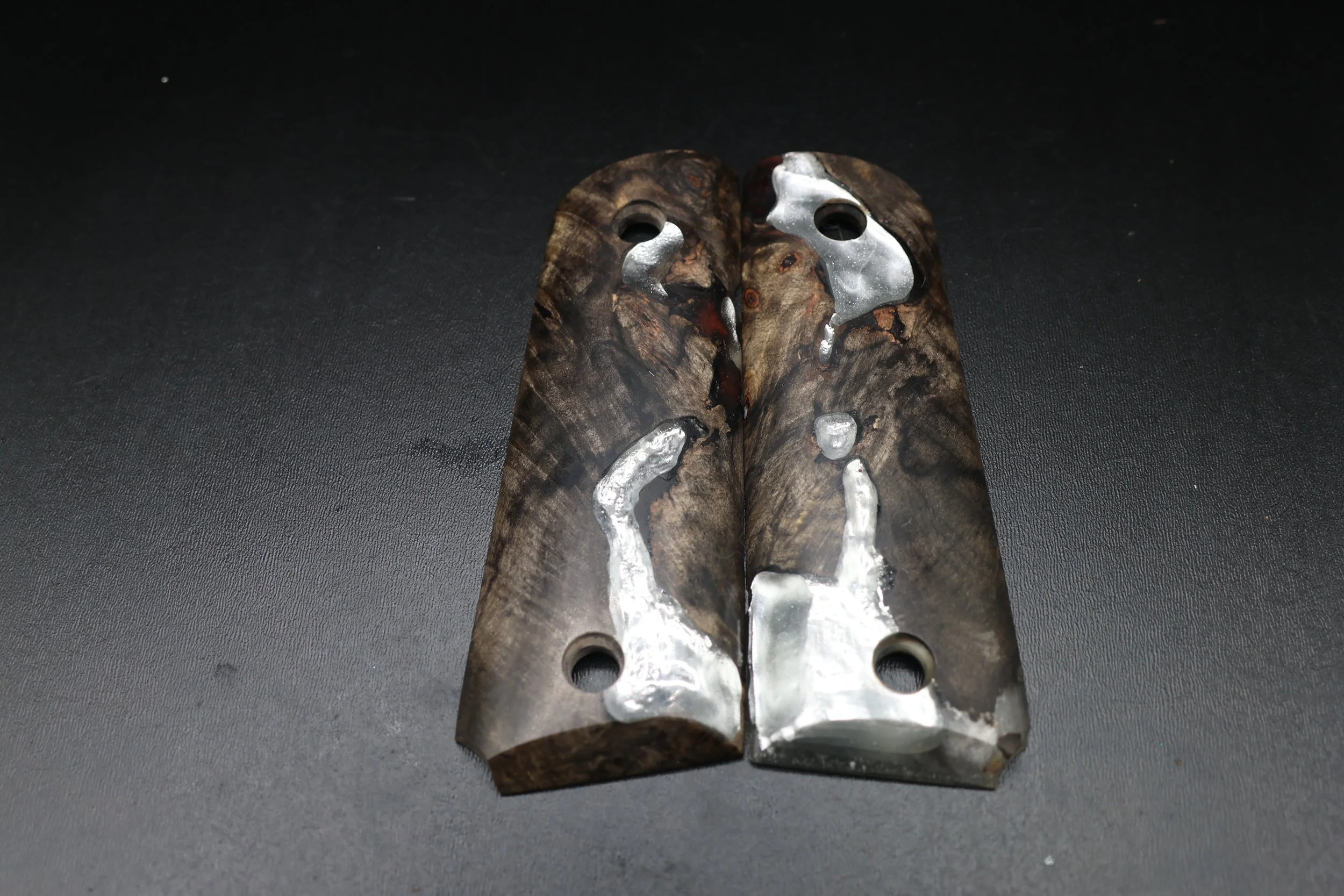 Compact 1911 Pistol Grips -  Buckeye Burl — Handcrafted from Stabilized Wood