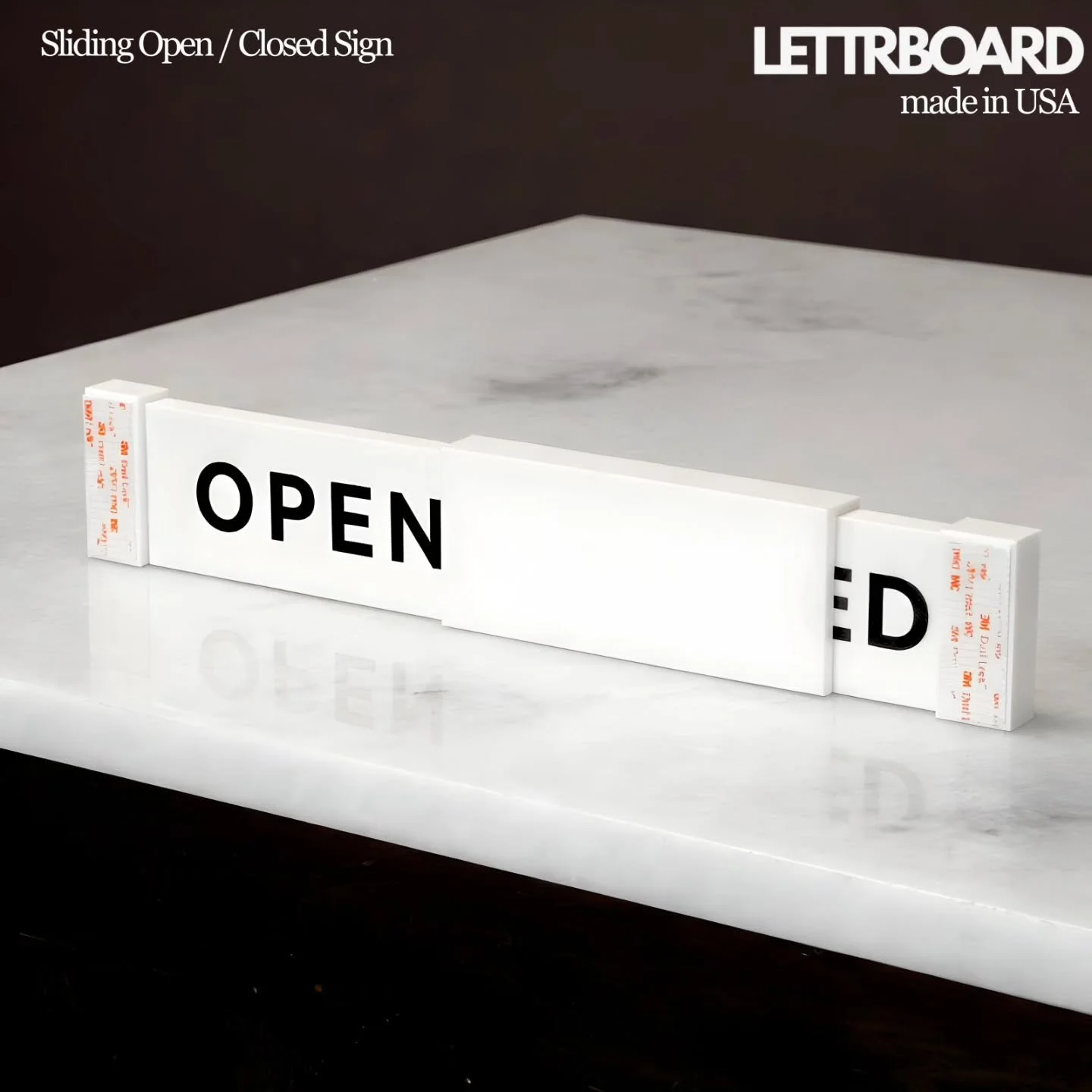 A simple way to say you&rsquo;re open.
Sliding open / closed signage designed for everyday use.

-
-
-

#retailsignage
#storefrontdesign
#cafedesign
#minimaldesign
#lettrboard
