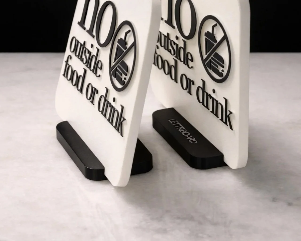 No outside food or drink counter sign set for coffee shop or restaurant LETTRBOARD