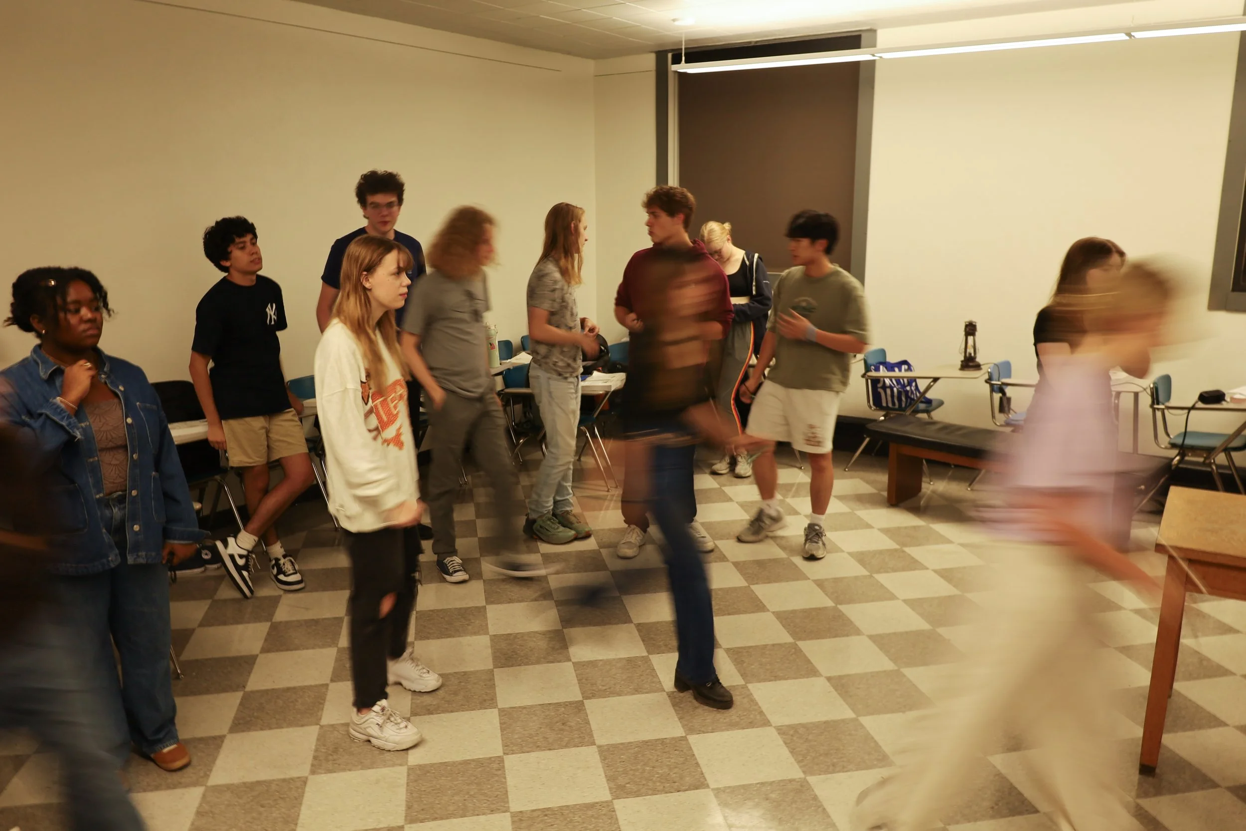 Cast of UTG's Sweeney Todd practices a scene on Oct. 16 at Parlin Hall. 