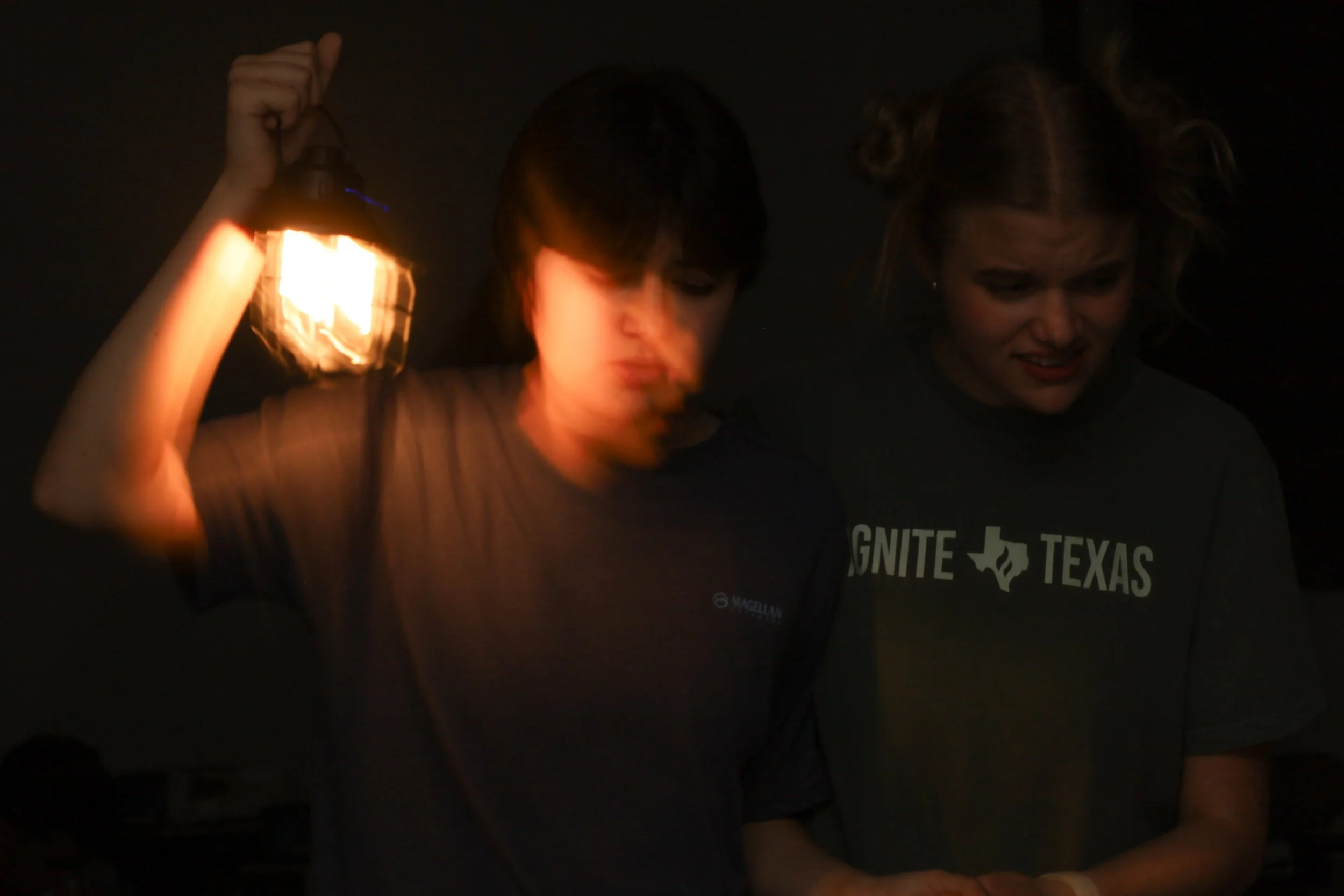 Left to right, Eli Cabello and Jessica Paine rehearse a scene together on Oct. 16 at Parlin Hall.