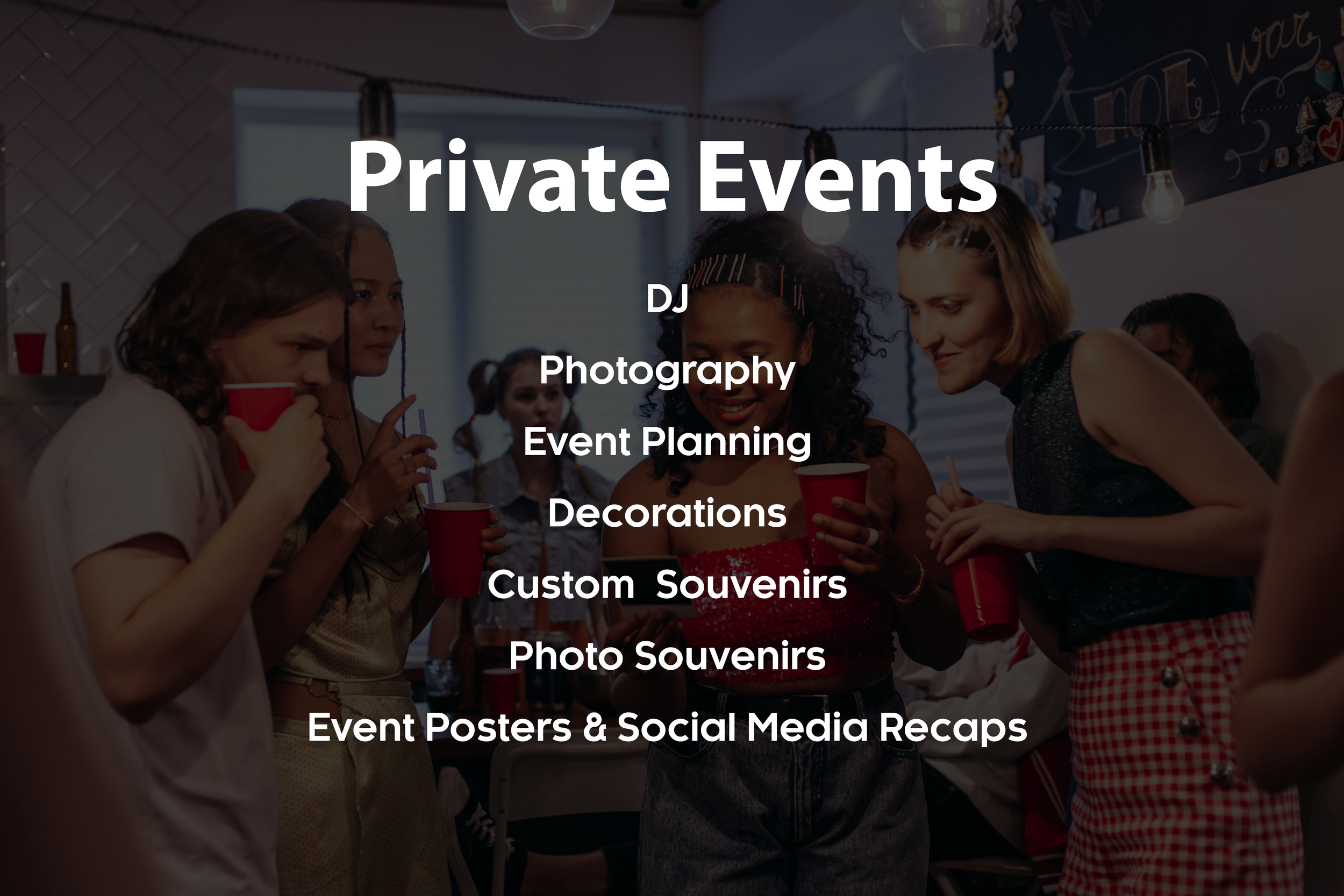 Group of young women at a private party or celebration, holding red cups and socializing indoors.