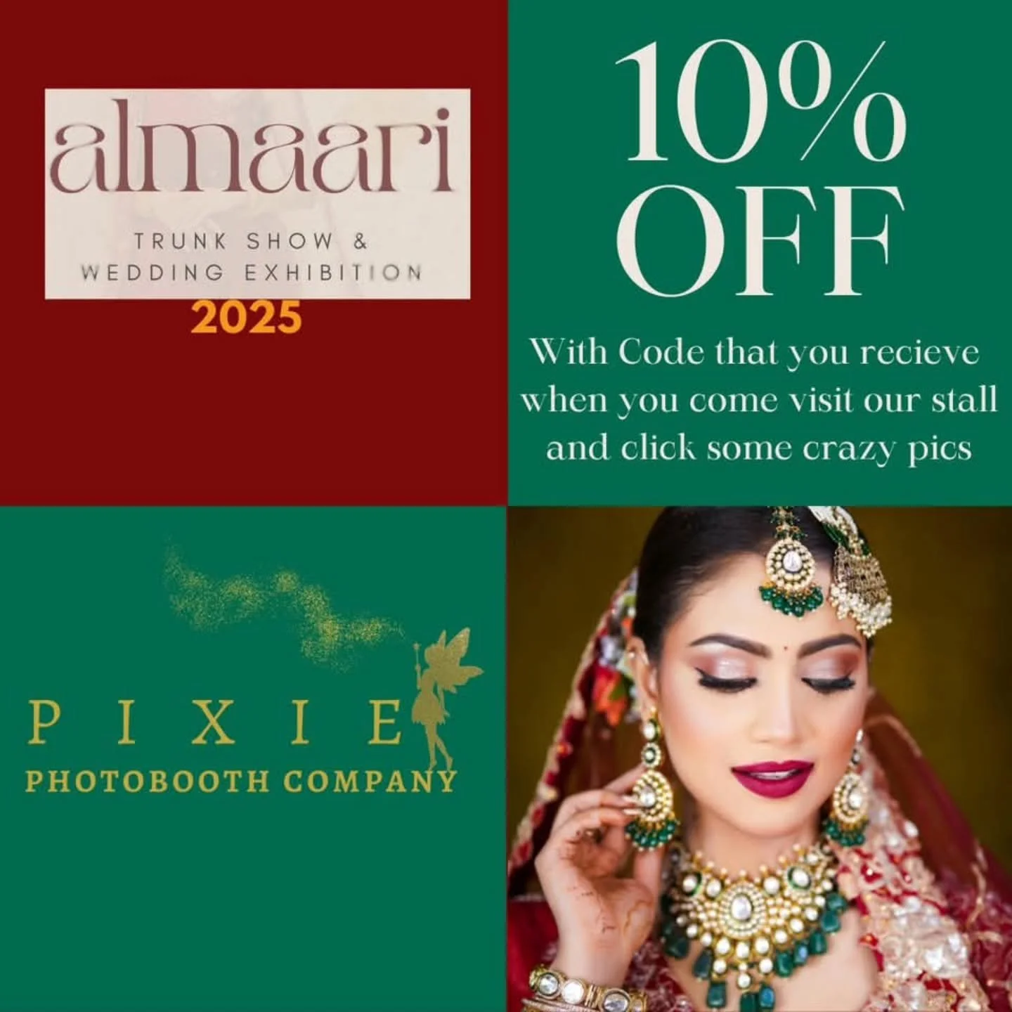 Calling all lovebirds at the Almaari Trunk Show &amp; Wedding Exhibition! 💍✨

Planning your big day? Don&rsquo;t forget to stop by our stall and grab your exclusive discount code for 10% OFF your photobooth booking! 📸🎉

Let&rsquo;s add some extra 