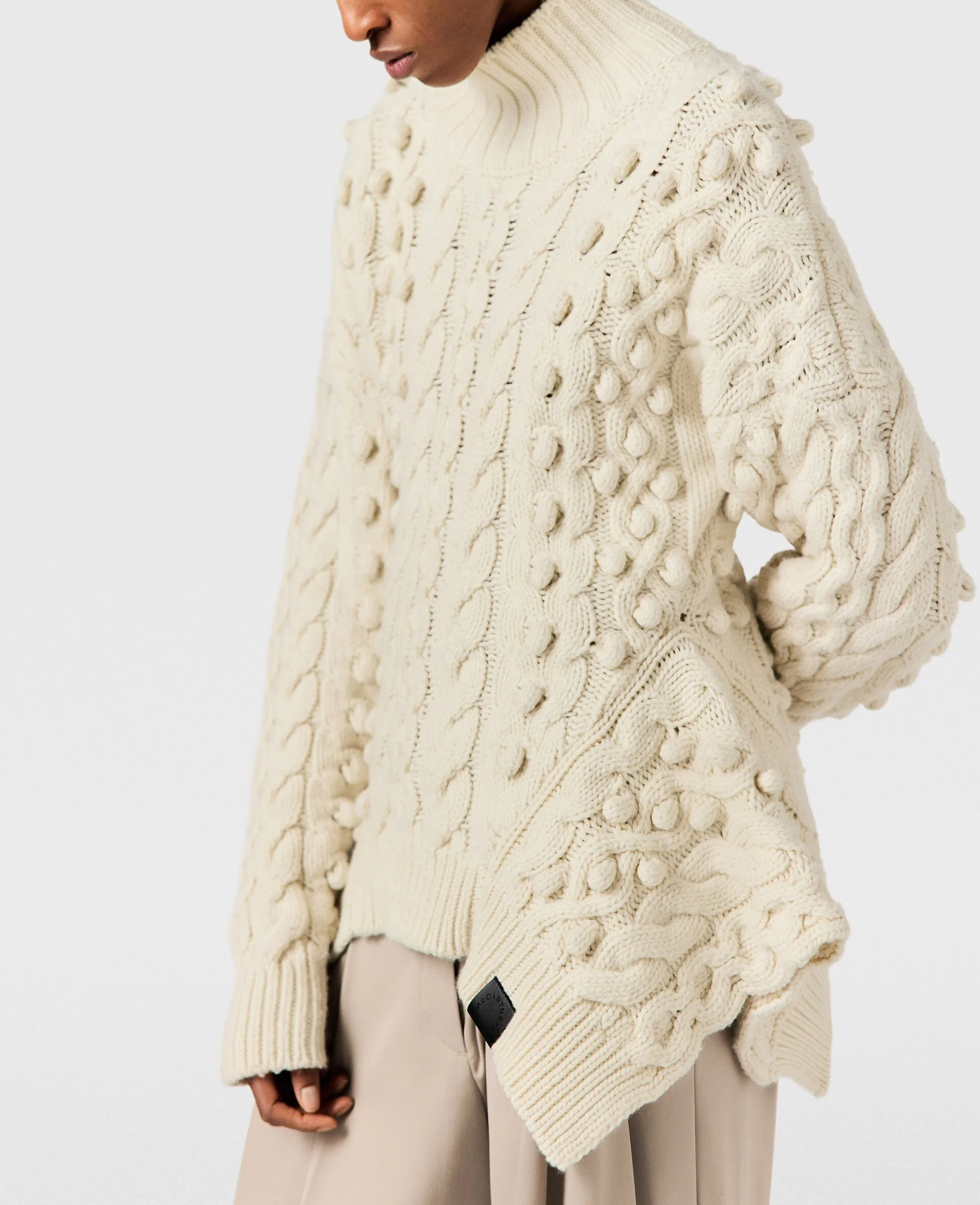 Stella McCartney, Bobble cable-knit wool turtleneck sweater.