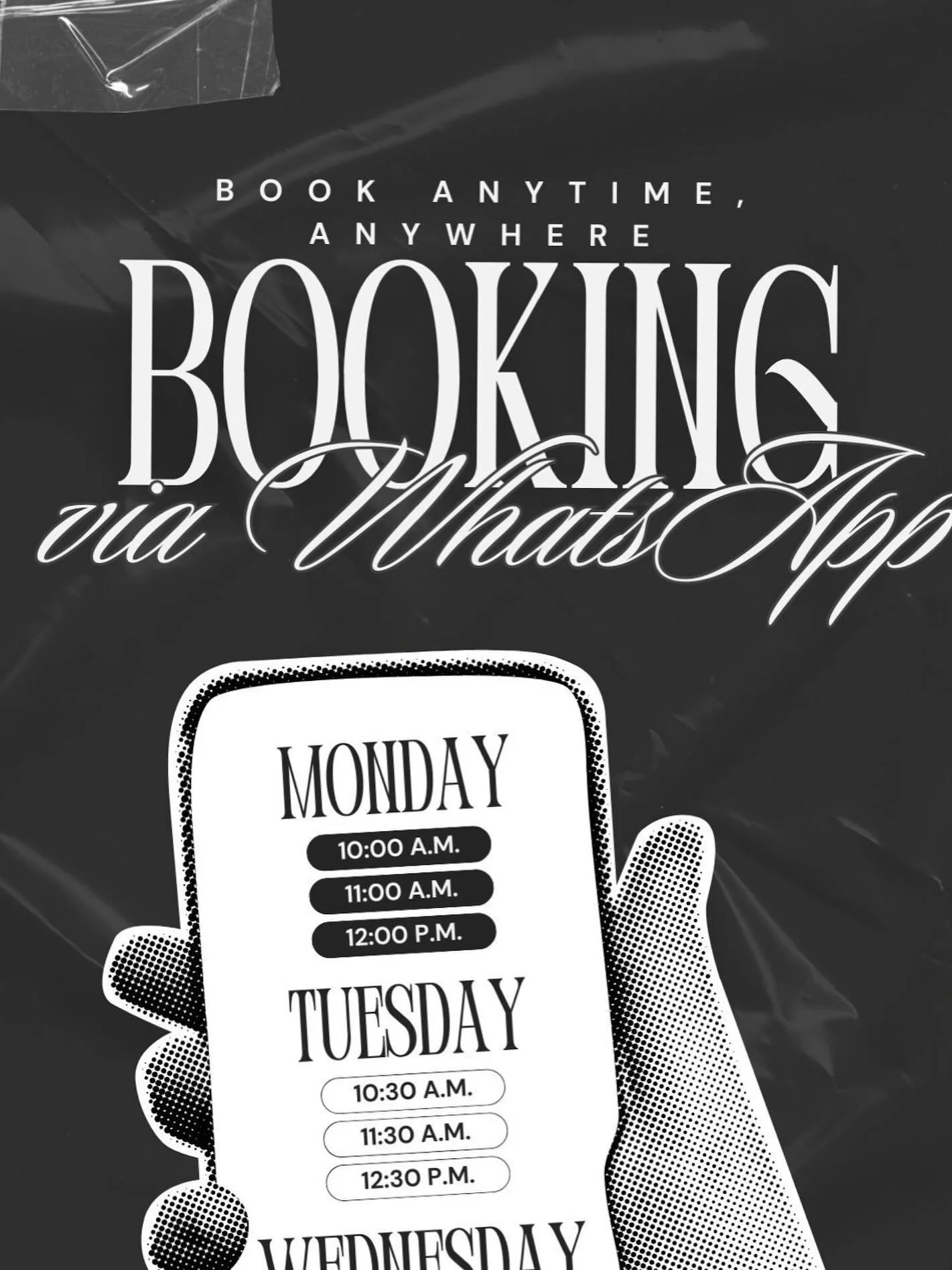 Hey! Don't Forget We're Always Open😉 We know that booking an appointment usually comes to mind at the most inconvenient times: late at night, early in the morning or during a weekend scroll. Good news: Our online booking system is always ready, even