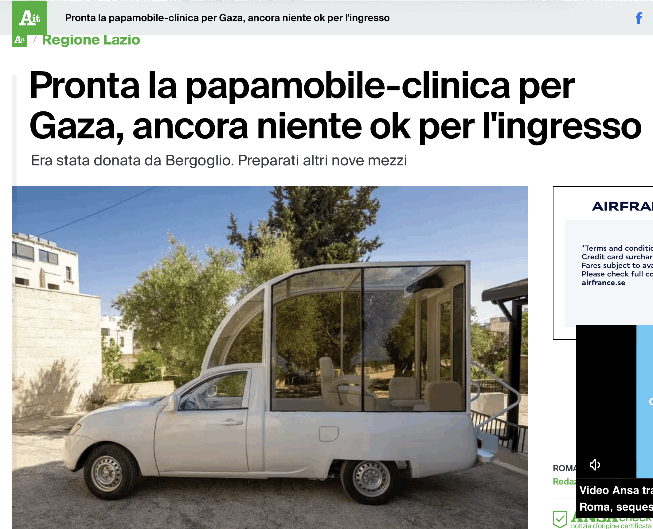 The "Vehicle of Hope": Former Popemobile Awaits Entry to Gaza as Pediatric Clinic