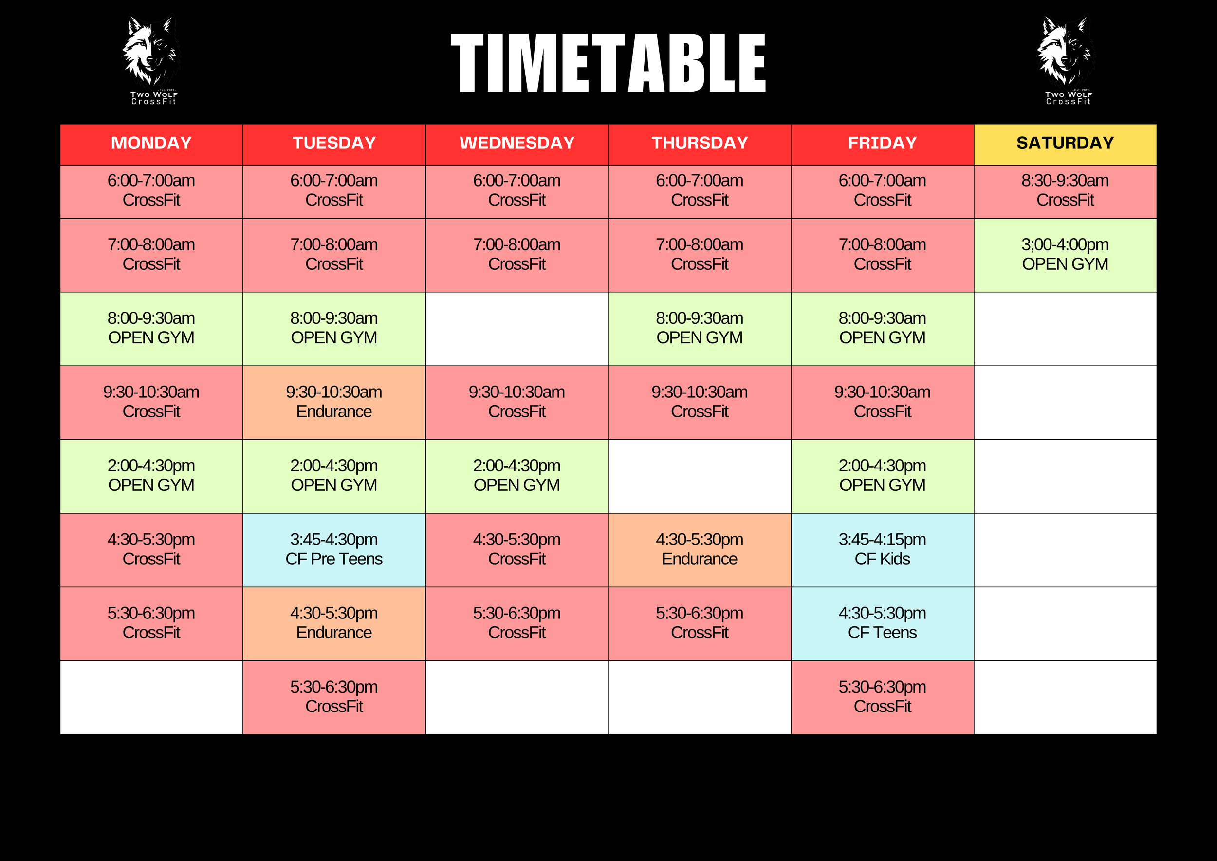 CrossFit Timetable