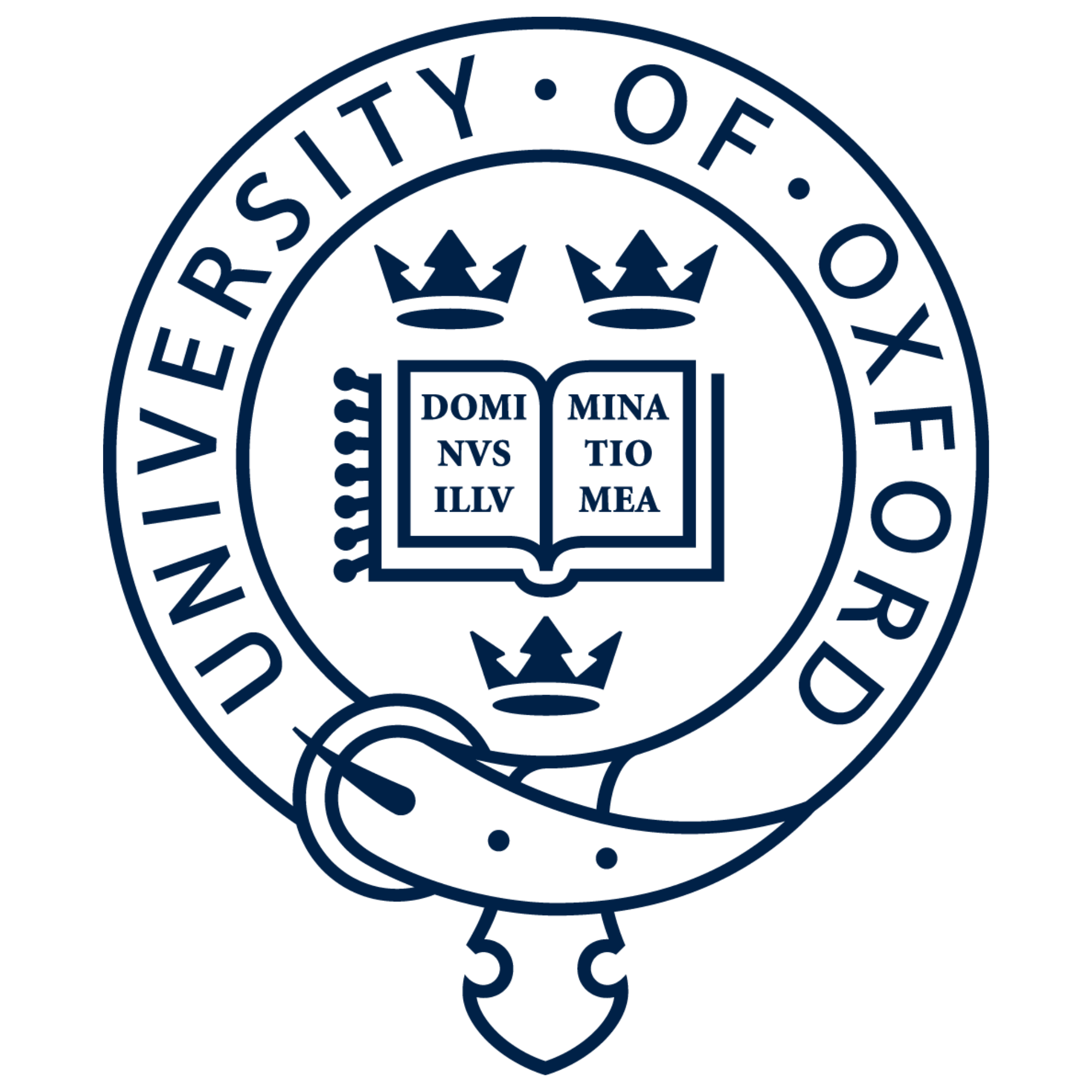 Seal of the University of Oxford with blue outline and text.