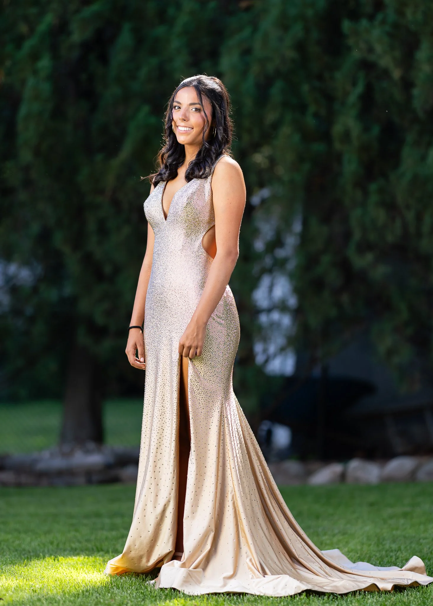 Verona NJ Prom Portrait | Golden Gown Elegance