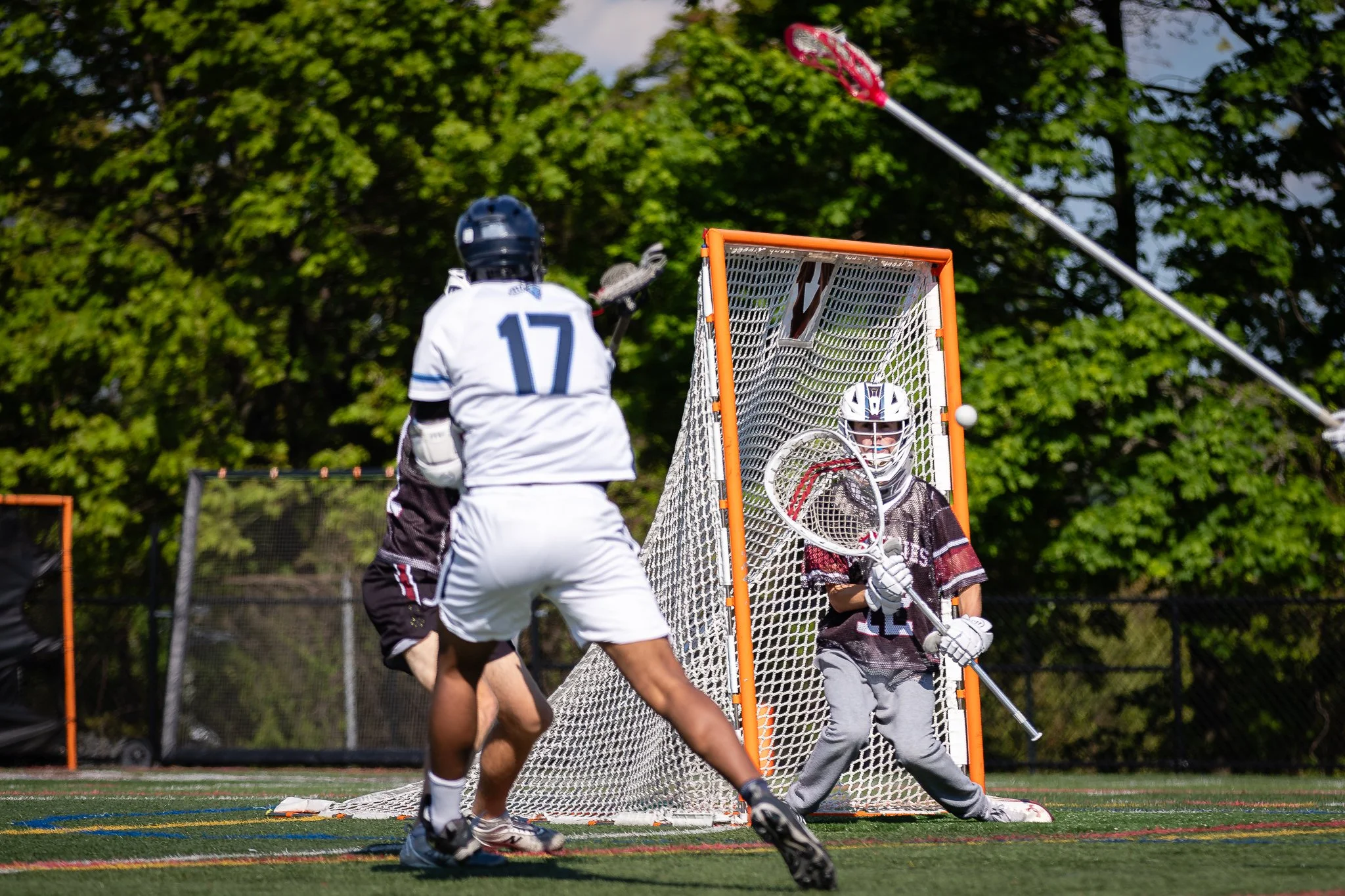 Verona High School Boys Lacrosse Goalkeeper Save Attempt