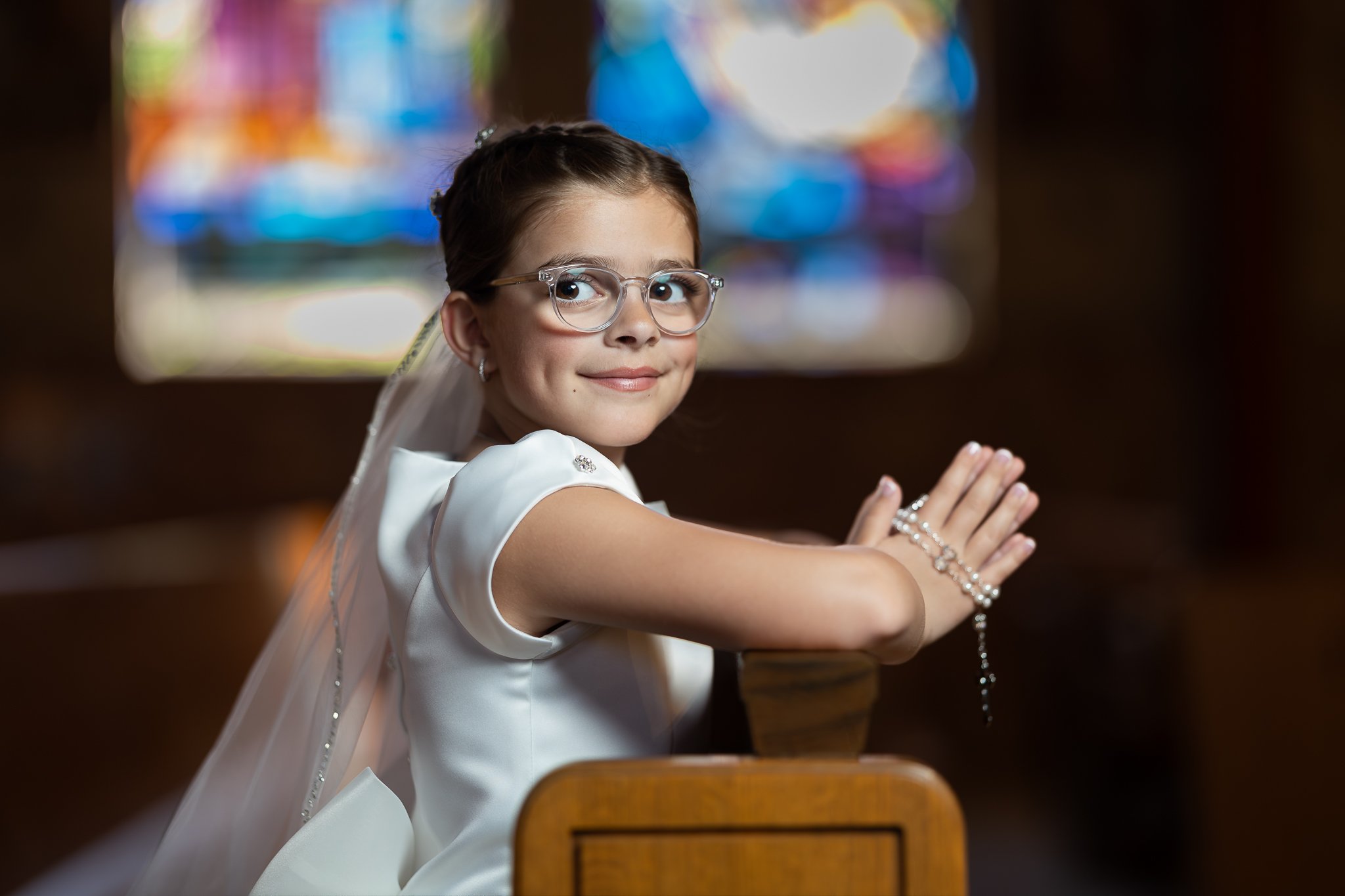 First Communion Portrait with Rosary | Verona, NJ